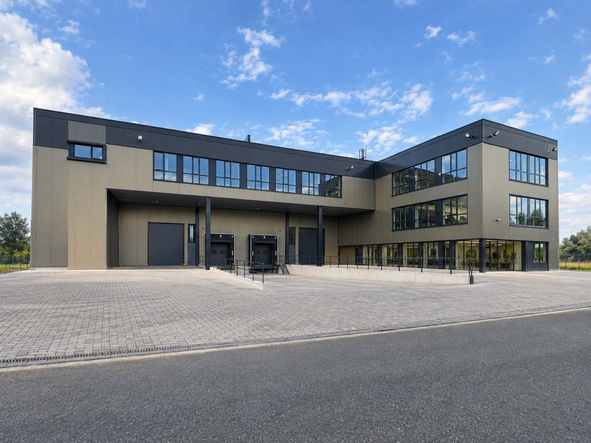 Schone moderne bedrijfshal in daglicht